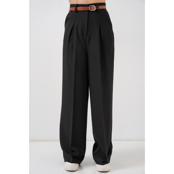 Kadın Yüksek Bel Palazzo Pantolon 30051 - Siyah