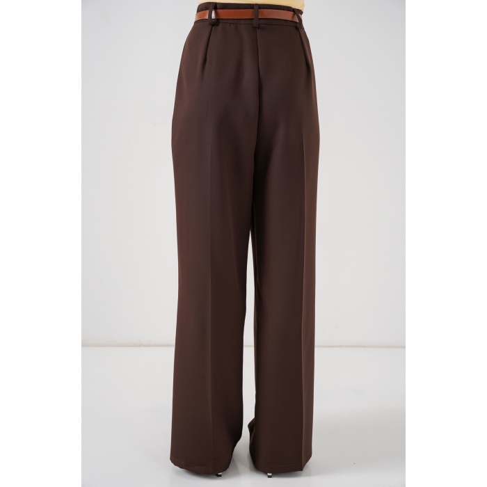 Kadın Yüksek Bel Palazzo Pantolon 30051 - Kahverengi
