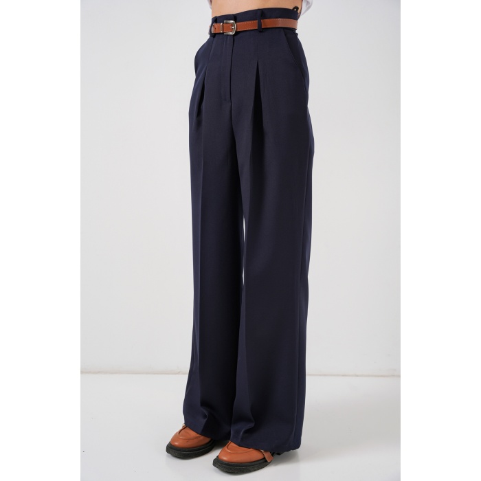 Kadın Yüksek Bel Palazzo Pantolon 30051 - Lacivert