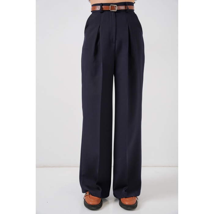 Kadın Yüksek Bel Palazzo Pantolon 30051 - Lacivert