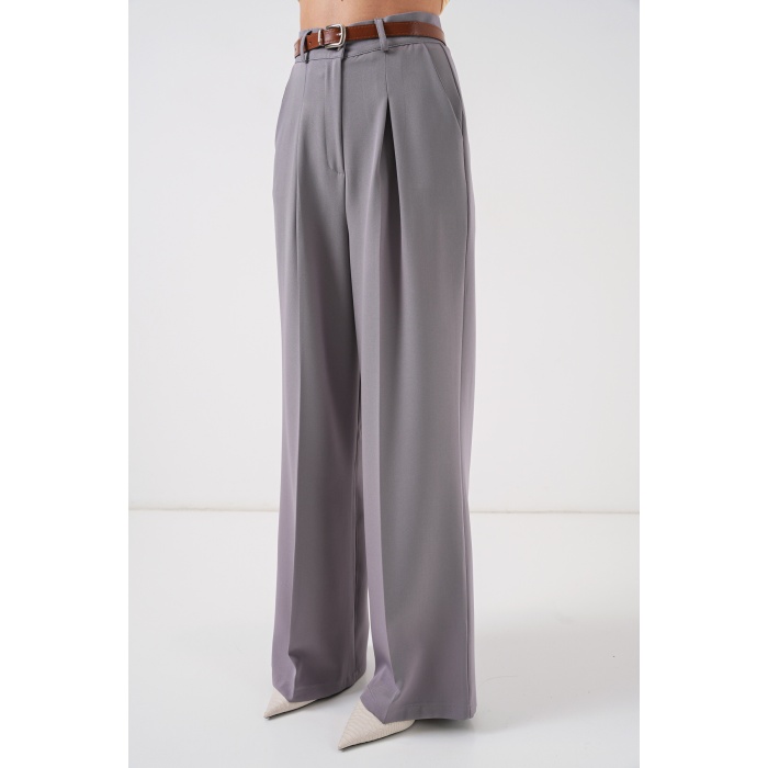 Kadın Yüksek Bel Palazzo Pantolon 30051 - Gri