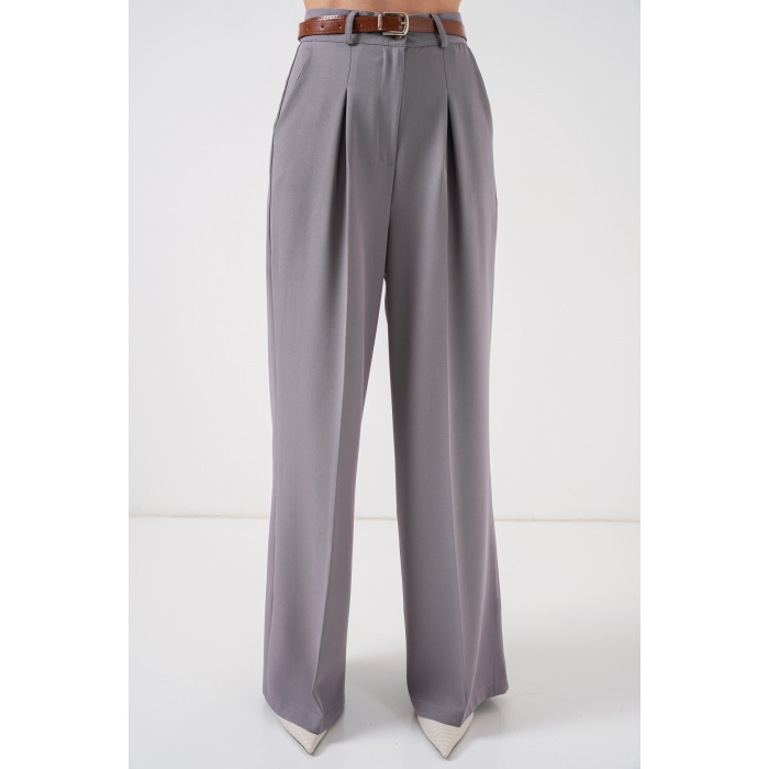 Kadın Yüksek Bel Palazzo Pantolon 30051 - Gri