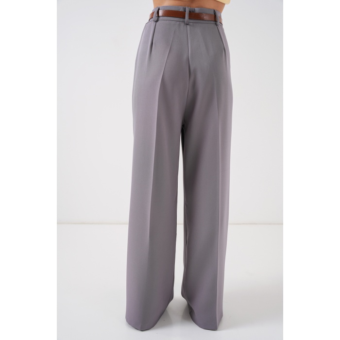 Kadın Yüksek Bel Palazzo Pantolon 30051 - Gri