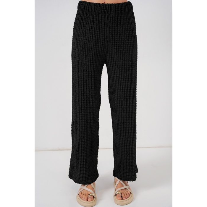 Kadın Örme Bluz Pantolon İkili Takım 30052 - Siyah