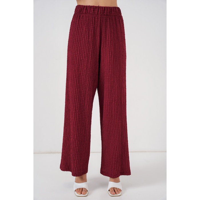 Kadın Örme Bluz Pantolon İkili Takım 30052 - Bordo