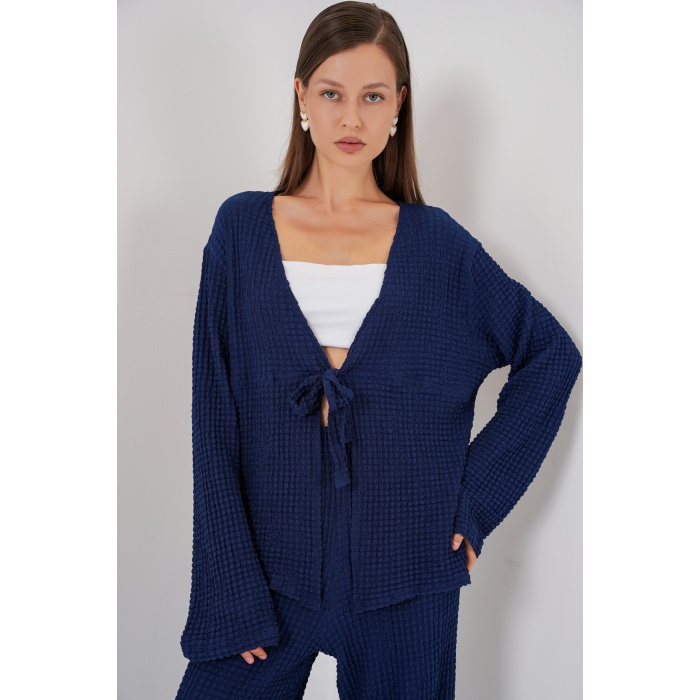 Kadın Örme Bluz Pantolon İkili Takım 30052 - Lacivert