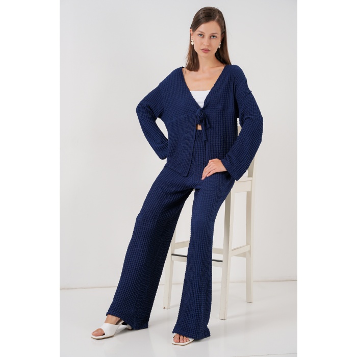 Kadın Örme Bluz Pantolon İkili Takım 30052 - Lacivert