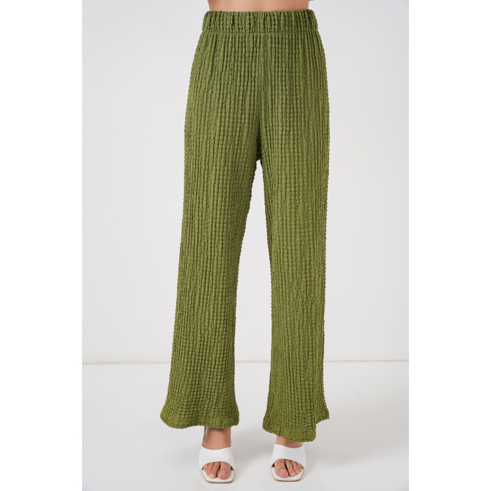 Kadın Örme Bluz Pantolon İkili Takım 30052 - E.Yeşil