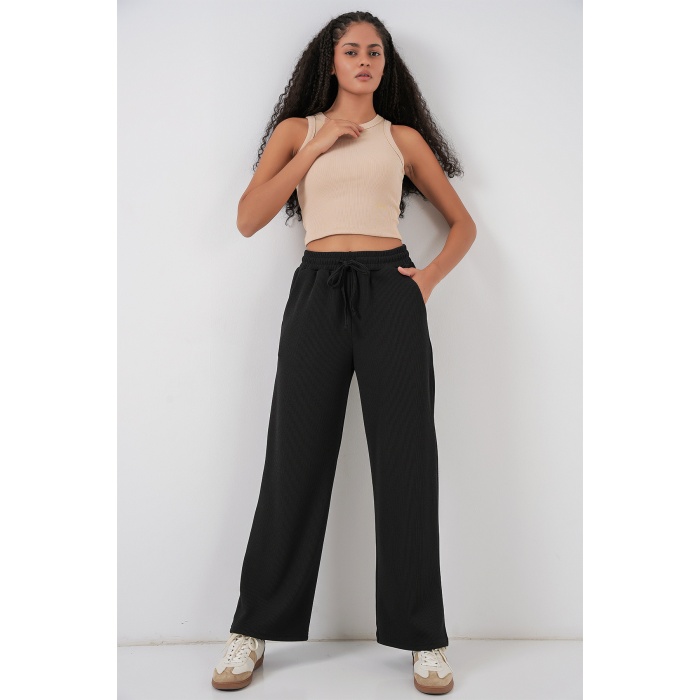 Kadın Fitilli Pantolon 30053 - Siyah