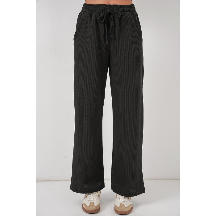 Kadın Fitilli Pantolon 30053 - Siyah