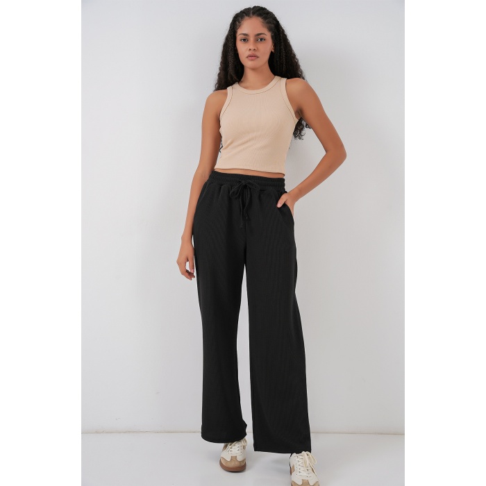 Kadın Fitilli Pantolon 30053 - Siyah