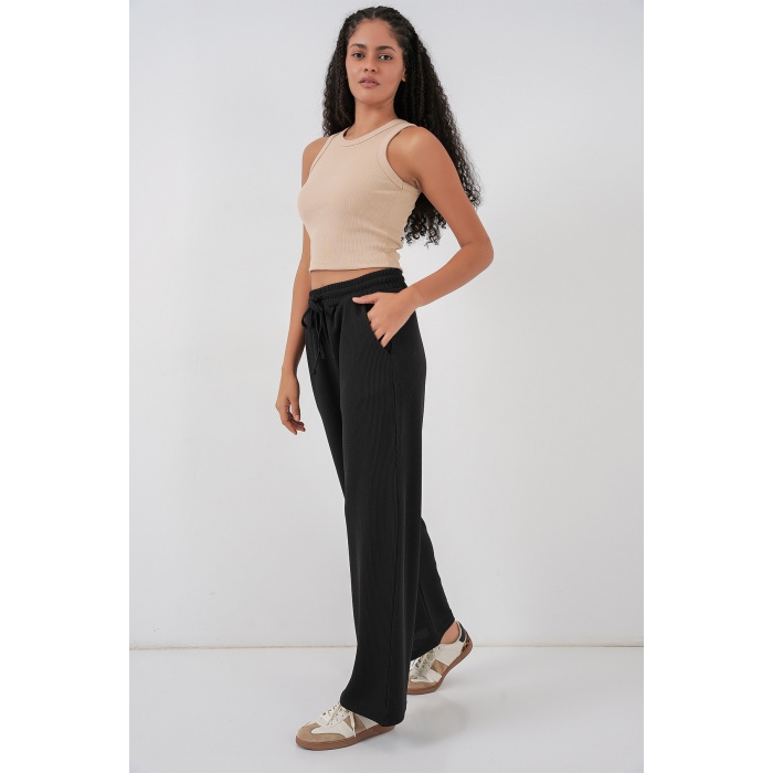 Kadın Fitilli Pantolon 30053 - Siyah