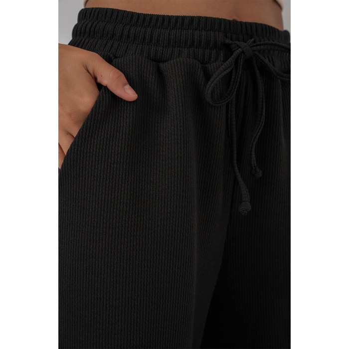 Kadın Fitilli Pantolon 30053 - Siyah
