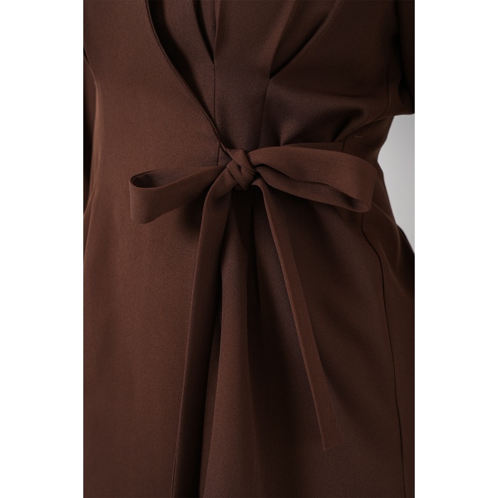 Kadın Kimono Pantolon Kumaş Takım 30054 - Kahverengi