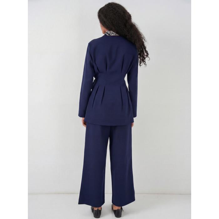 Kadın Kimono Pantolon Kumaş Takım 30054 - Lacivert