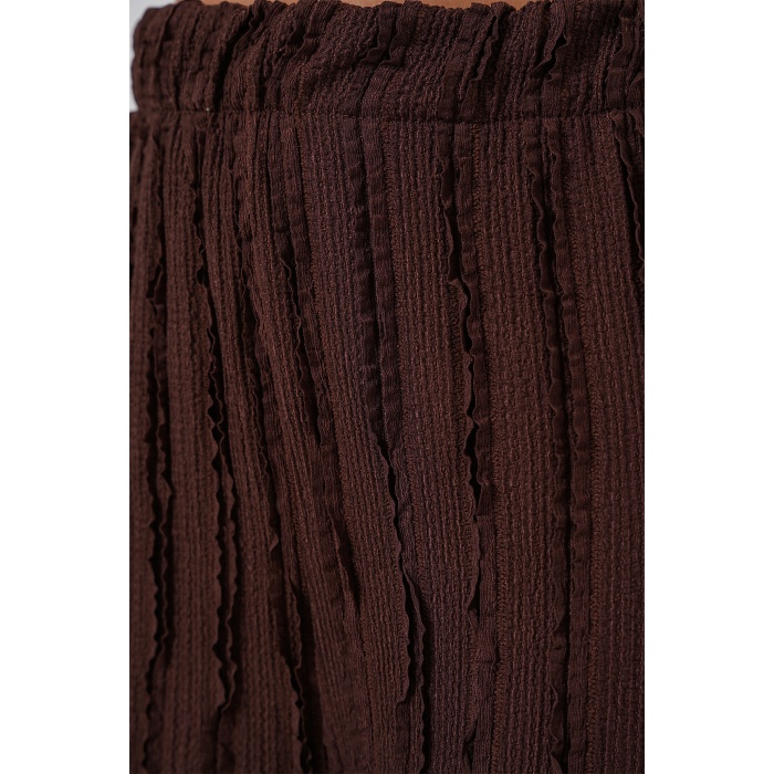 Kadın Dokulu Esnek Örme Pantolon 30057 - Kahverengi