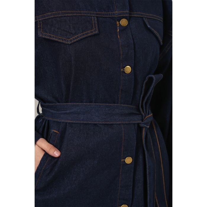 Kadın Ceket Pantolon Kot İkili Takım 30059 - Lacivert