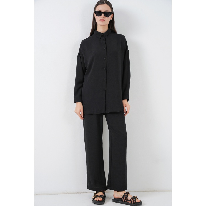 Kadın Gömlek Pantolon İkili Takım 30063 - Siyah