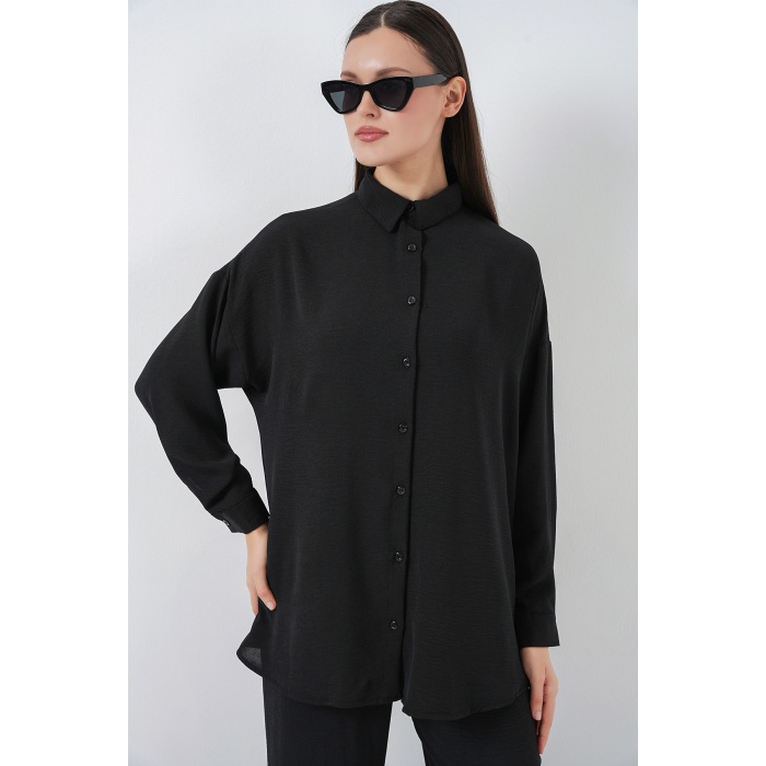 Kadın Gömlek Pantolon İkili Takım 30063 - Siyah