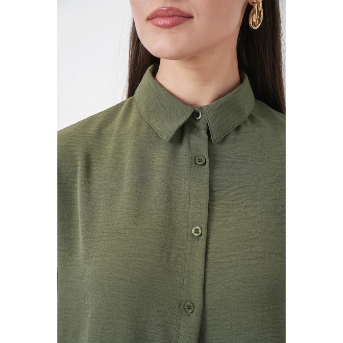 Kadın Gömlek Pantolon İkili Takım 30063 - Haki