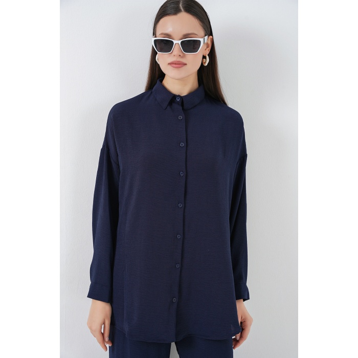 Kadın Gömlek Pantolon İkili Takım 30063 - Lacivert