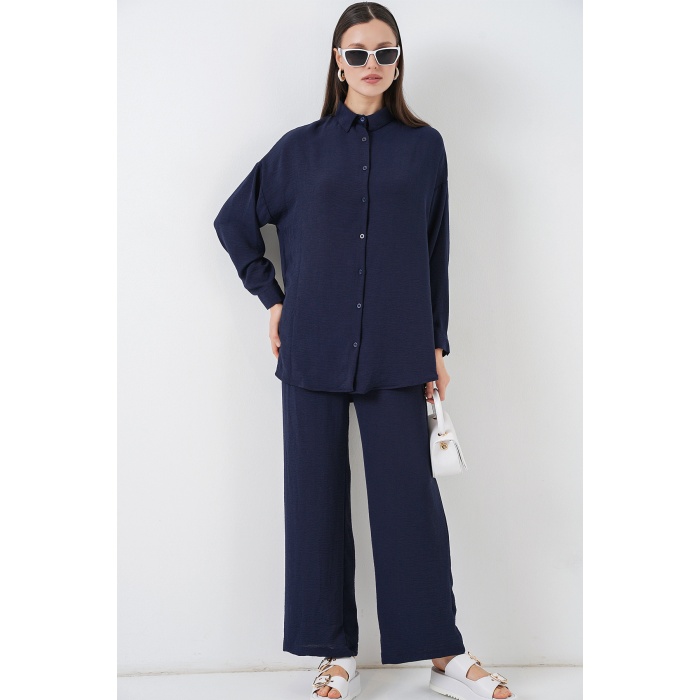 Kadın Gömlek Pantolon İkili Takım 30063 - Lacivert