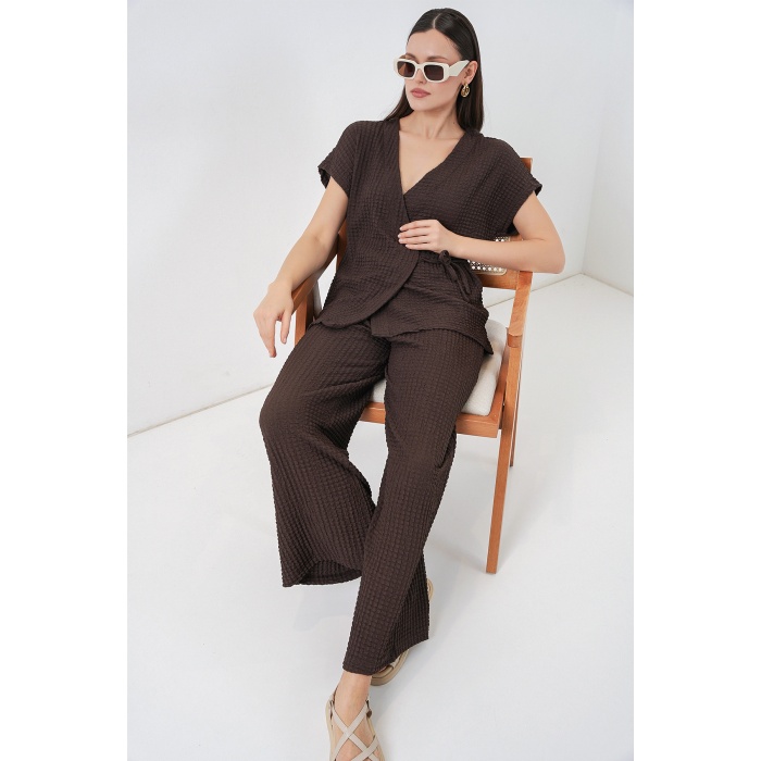 Kadın Örme İkili Takım 30064 - Kahverengi