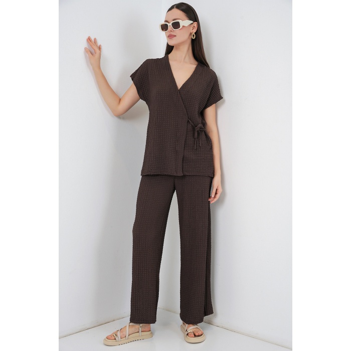 Kadın Örme İkili Takım 30064 - Kahverengi