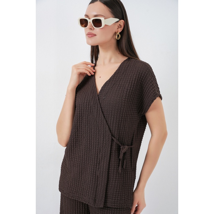 Kadın Örme İkili Takım 30064 - Kahverengi