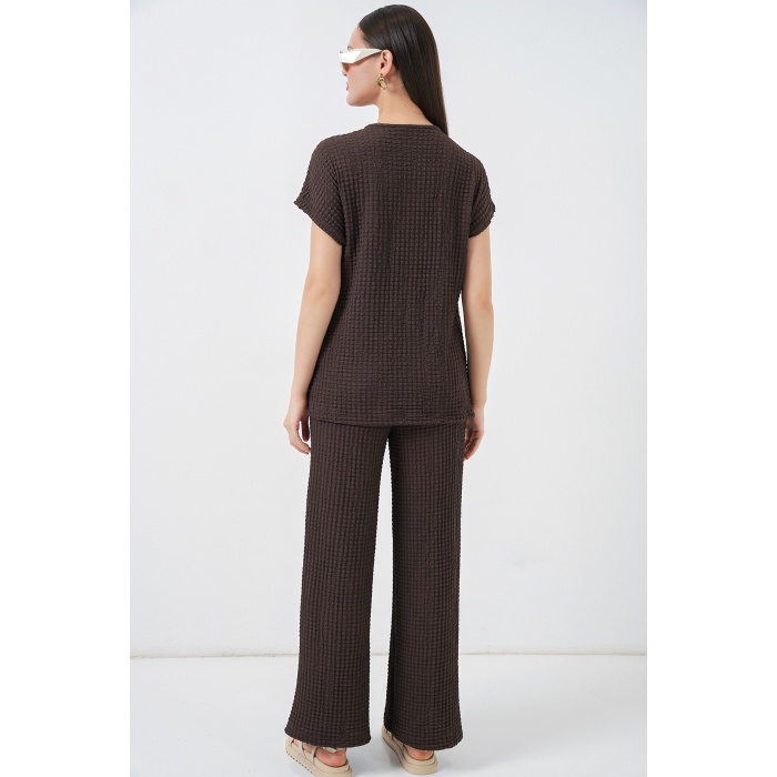 Kadın Örme İkili Takım 30064 - Kahverengi