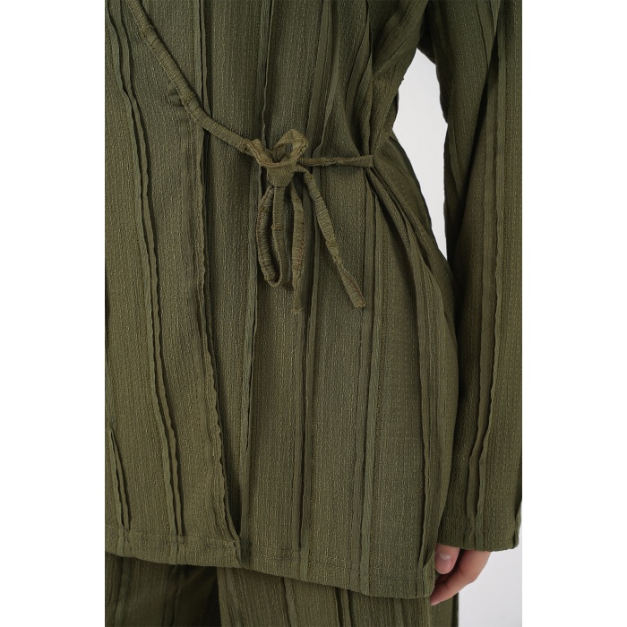 Kadın Örme Kimono Pantolon İkili Takım 30067 - Haki