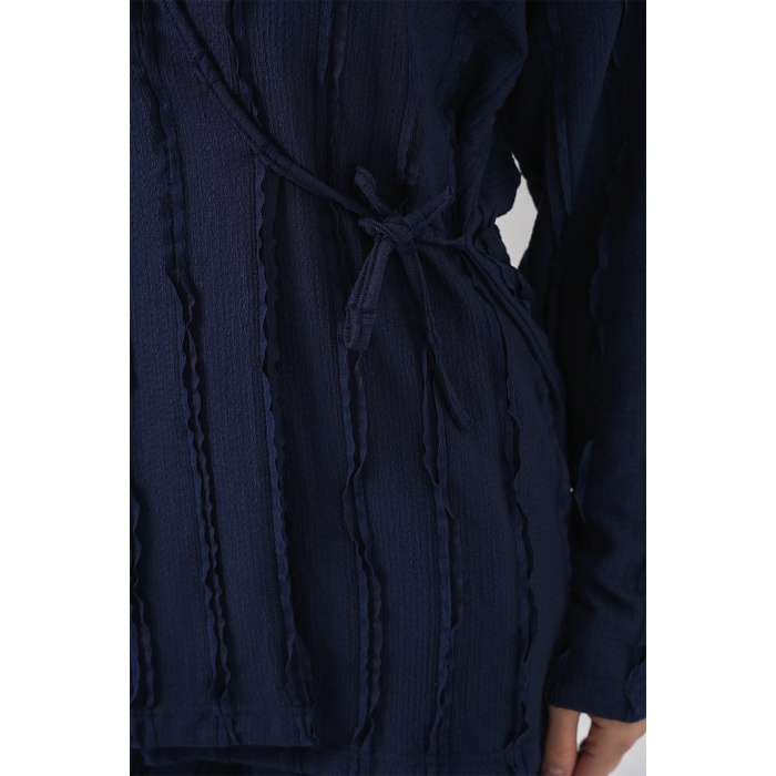 Kadın Örme Kimono Pantolon İkili Takım 30067 - Lacivert