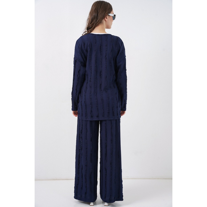Kadın Örme Kimono Pantolon İkili Takım 30067 - Lacivert