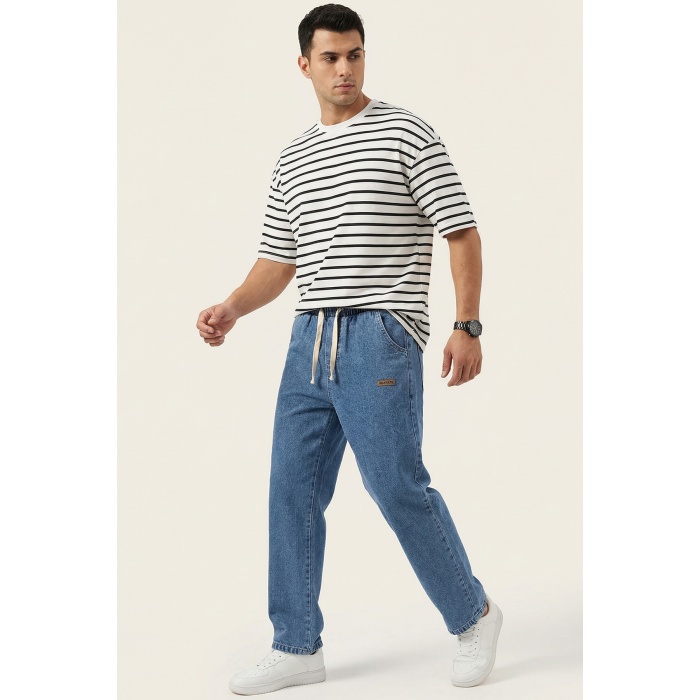 Erkek Rahat Kesim Baggy Jean Pantolon 30073 - Lacivert