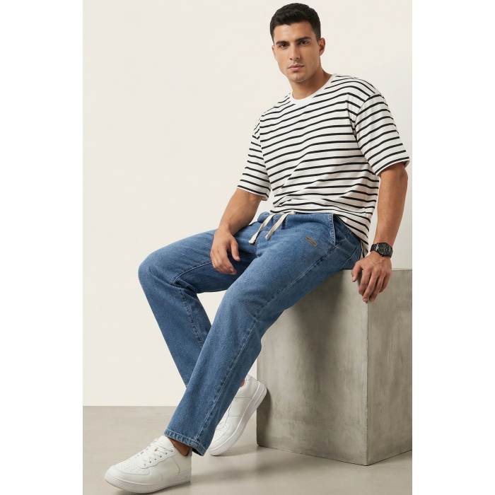 Erkek Rahat Kesim Baggy Jean Pantolon 30073 - Lacivert