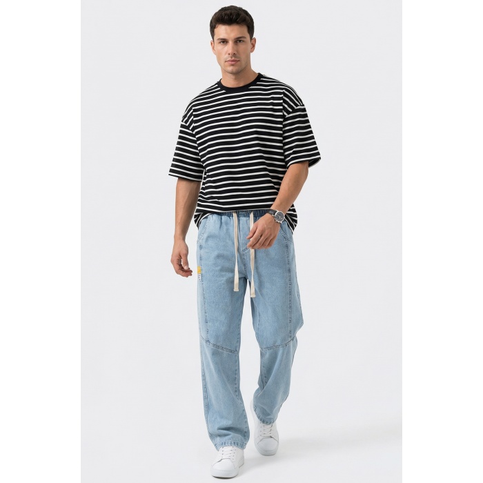 Erkek Rahat Kesim Baggy Jean Pantolon 30074 - Mavi