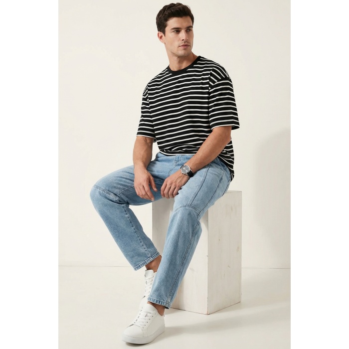 Erkek Rahat Kesim Baggy Jean Pantolon 30074 - Mavi