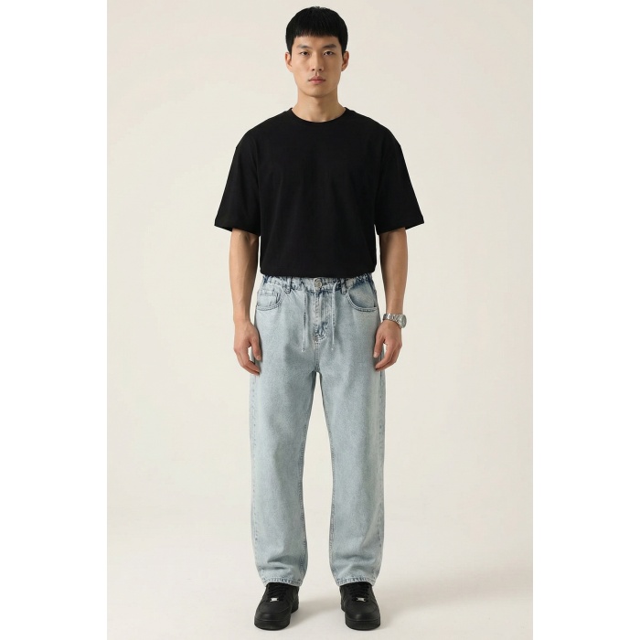 Erkek Rahat Kesim Baggy Jean Pantolon 30075 - Mavi