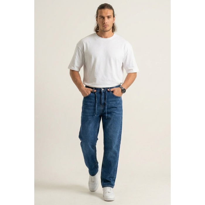Erkek Rahat Kesim Baggy Jean Pantolon 30075 - Lacivert
