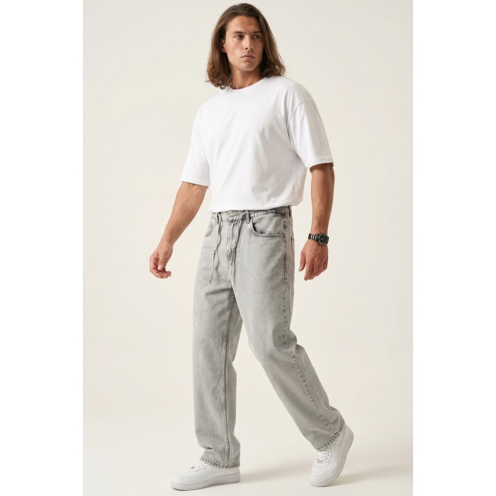 Erkek Rahat Kesim Baggy Jean Pantolon 30075 - Taş