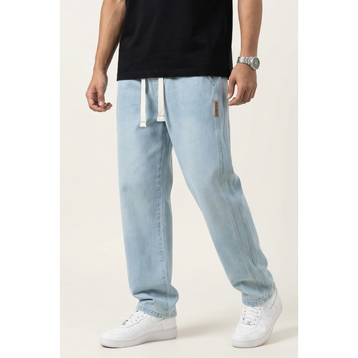 Erkek Rahat Kesim Baggy Jean Pantolon 30076 - Mavi