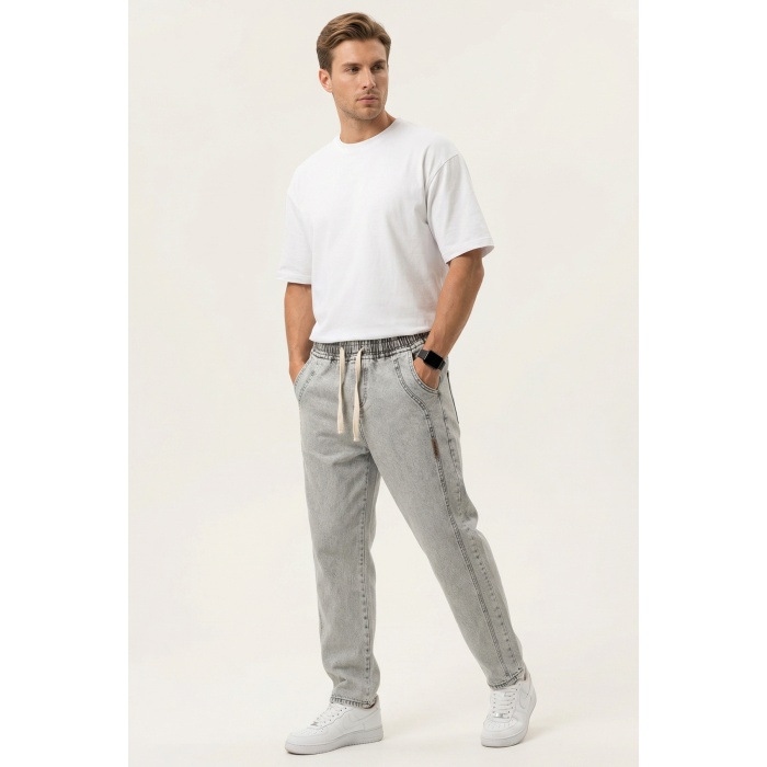 Erkek Rahat Kesim Baggy Jean Pantolon 30076 - Taş