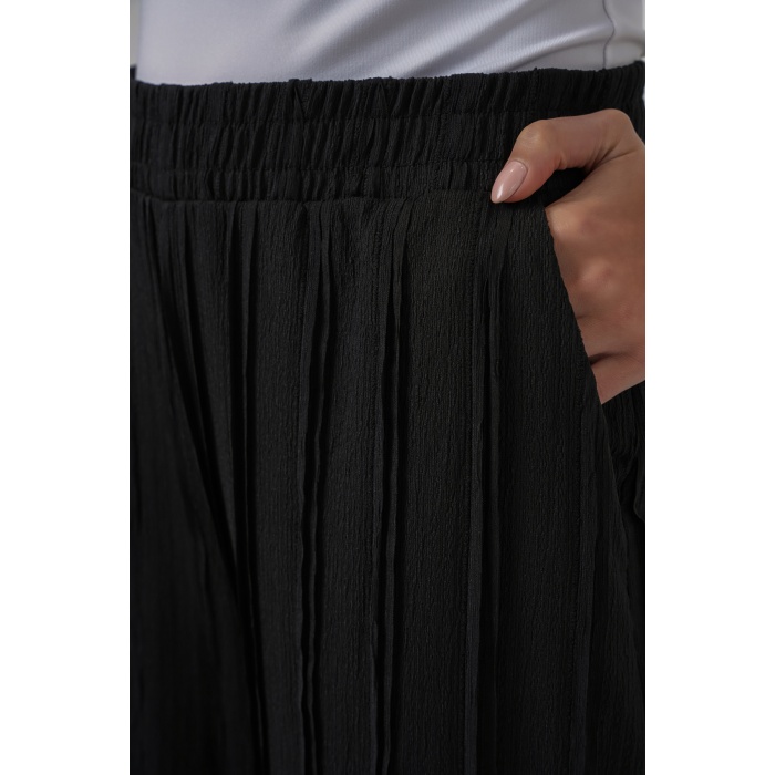 Kadın Dokulu Esnek Örme Pantolon 30077 - Siyah