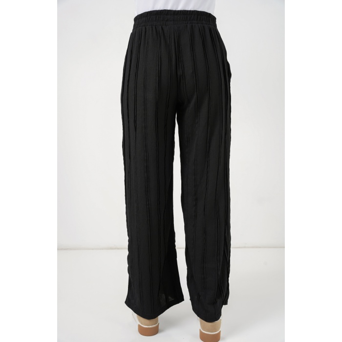 Kadın Dokulu Esnek Örme Pantolon 30077 - Siyah