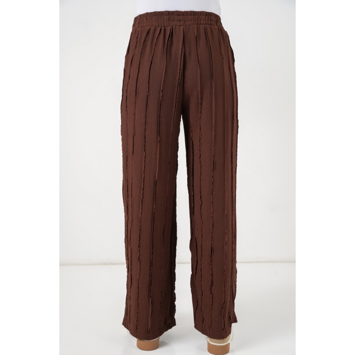 Kadın Dokulu Esnek Örme Pantolon 30077 - Kahverengi