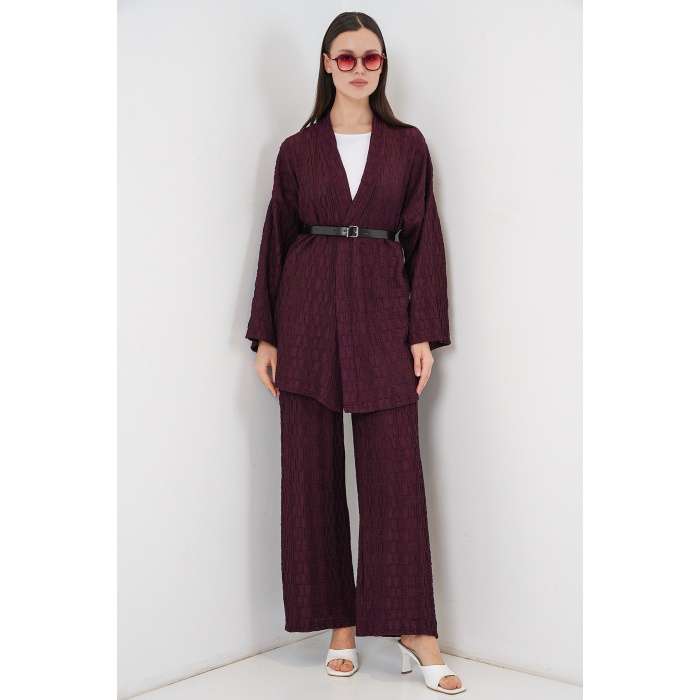 Kadın Kimono Pantolon İkili Takım 30078 - Bordo