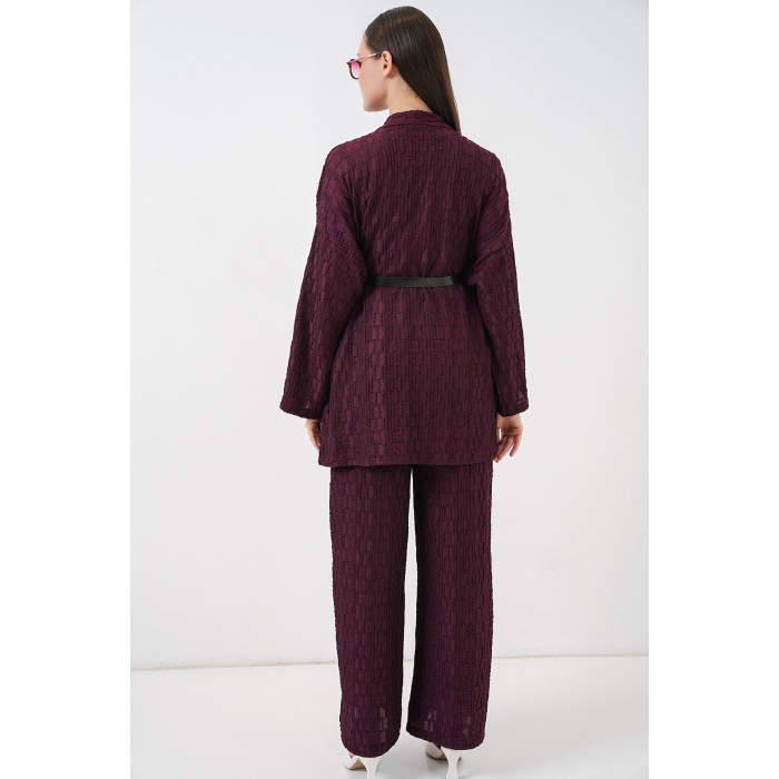Kadın Kimono Pantolon İkili Takım 30078 - Bordo