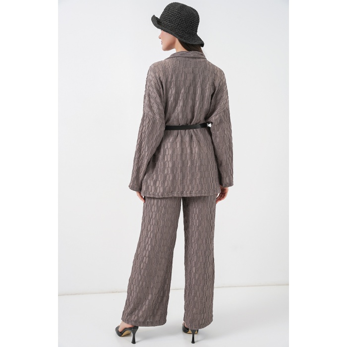 Kadın Kimono Pantolon İkili Takım 30078 - Füme