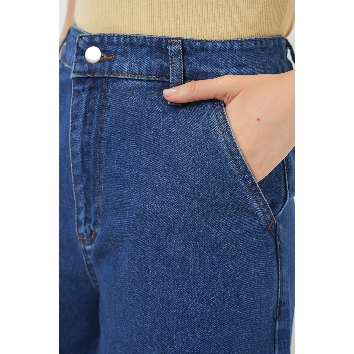 Kadın Geniş Paça Yüksek Bel Kot Pantolon 30080 - Mavi