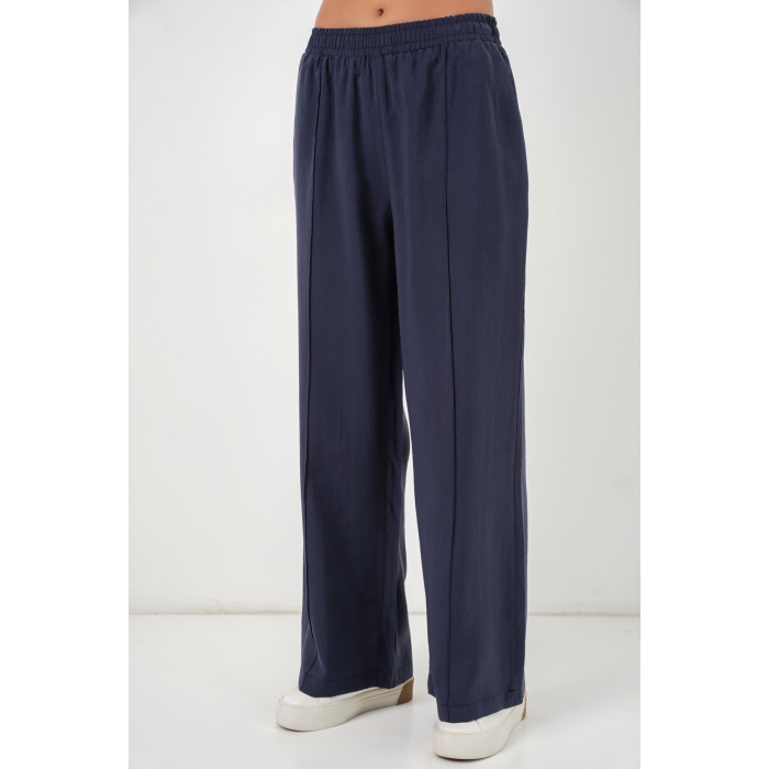 Kadın Beli Lastikli Bol Paça Pantolon 30087 - Lacivert